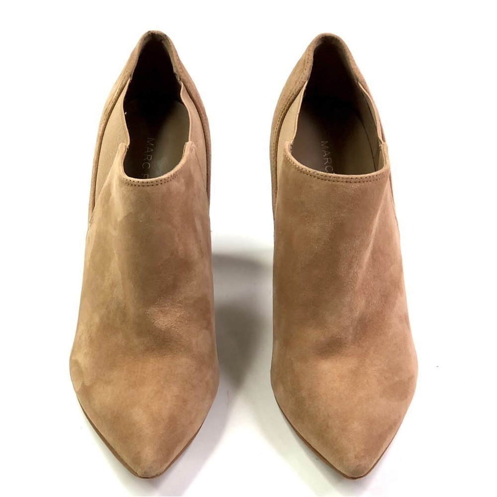 Marc Fisher Hydra pointy toe ankle boots block heel camel suede 8.5 - Picture 10 of 10